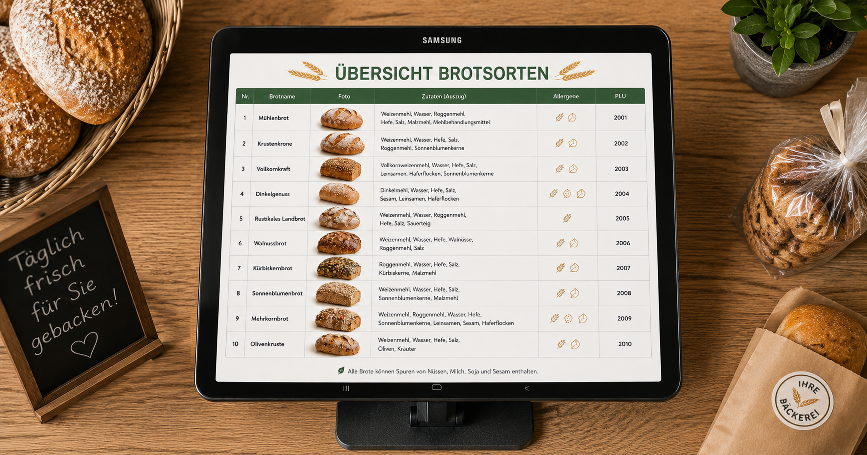 Brotübersicht im Tablet